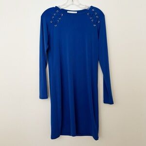 Michael Michael Kors Dress Womens Size‎ Small Royal Blue Long Sleeve Midi Career